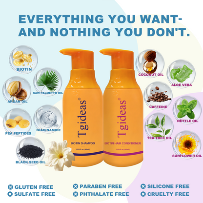 Tgideas Biotin Shampoo & Conditioner Set for Thinning Hair – Thickening & Strengthening Duo for Women and Men, Anti‑Breakage, 13.53 fl oz x 2-zrl