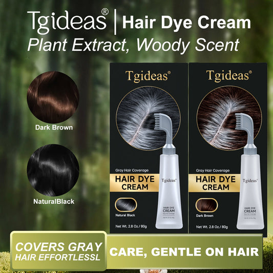 Tgideas Comb‑In Hair Dye Cream for Gray Coverage – Natural Black & Dark Brown-zrl