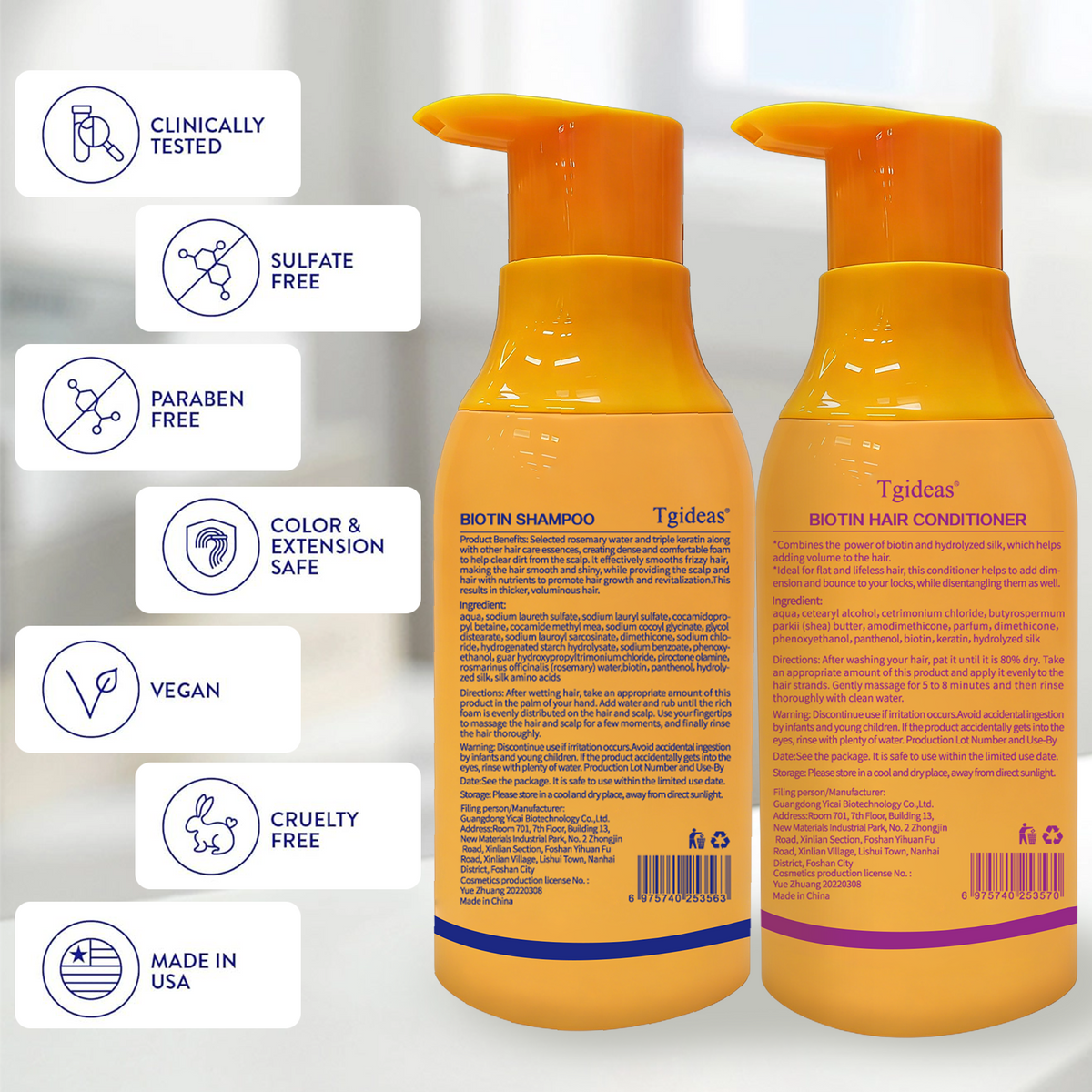 Tgideas Biotin Shampoo & Conditioner Set for Thinning Hair – Thickening & Strengthening Duo for Women and Men, Anti‑Breakage, 13.53 fl oz x 2-zrl
