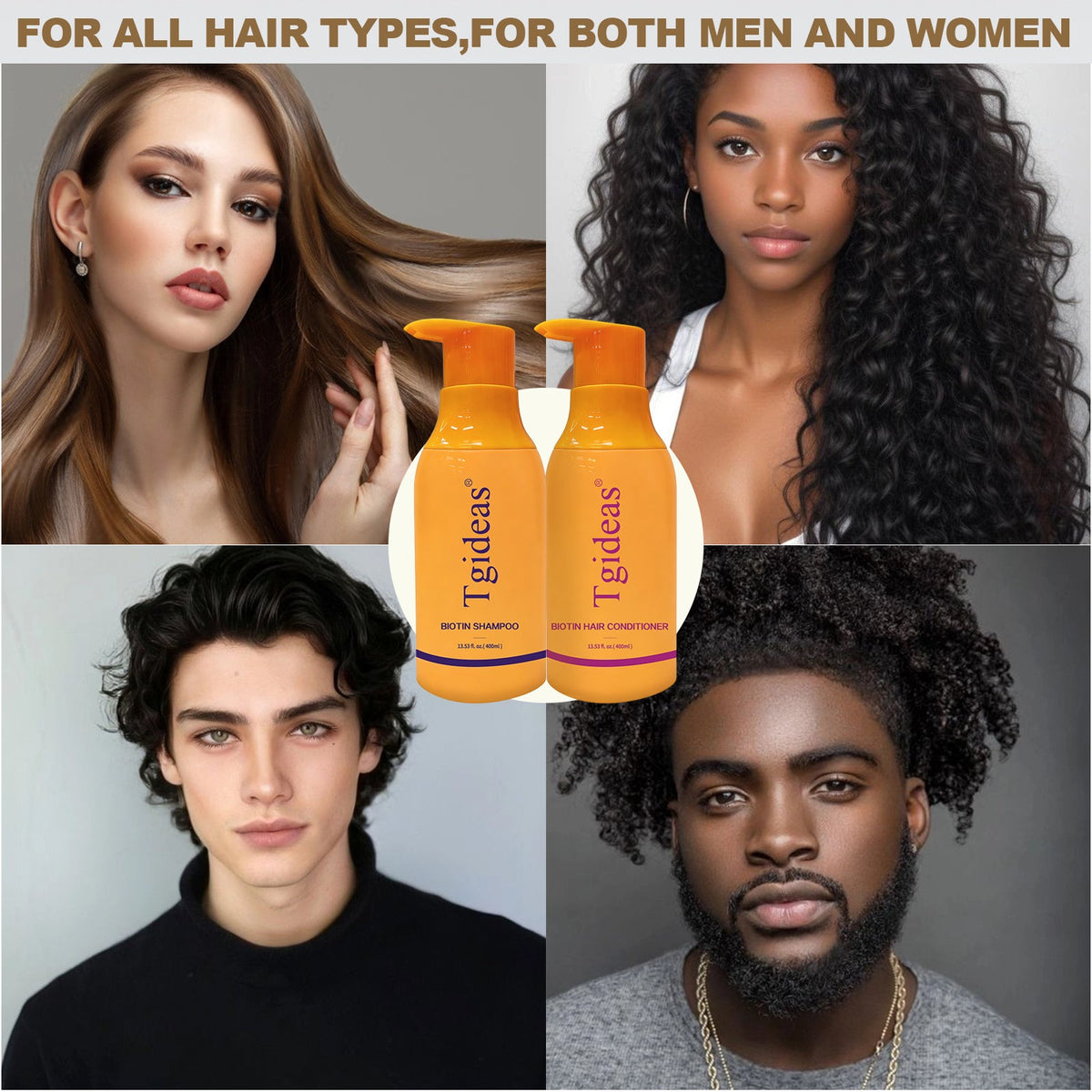 Tgideas Biotin Shampoo & Conditioner Set for Thinning Hair – Thickening & Strengthening Duo for Women and Men, Anti‑Breakage, 13.53 fl oz x 2-zrl