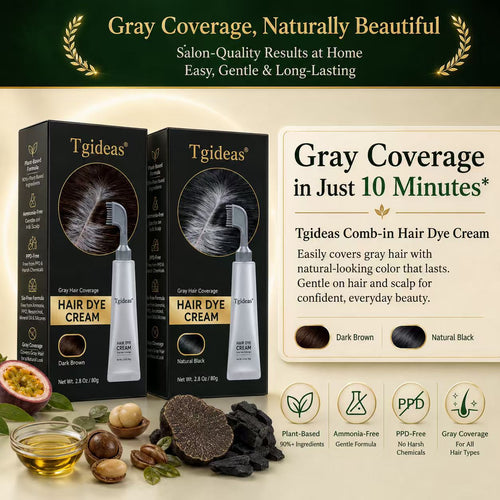 Tgideas Comb‑In Hair Dye Cream for Gray Coverage – Natural Black & Dark Brown