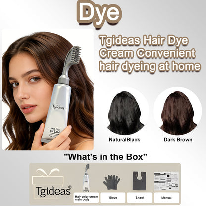 Tgideas Comb‑In Hair Dye Cream for Gray Coverage – Natural Black & Dark Brown-zrl