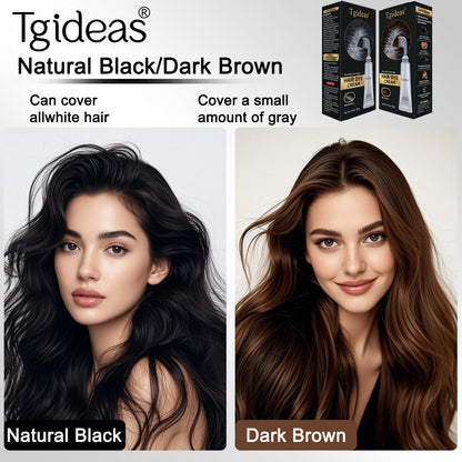 Tgideas Comb‑In Hair Dye Cream for Gray Coverage – Natural Black & Dark Brown-zrl