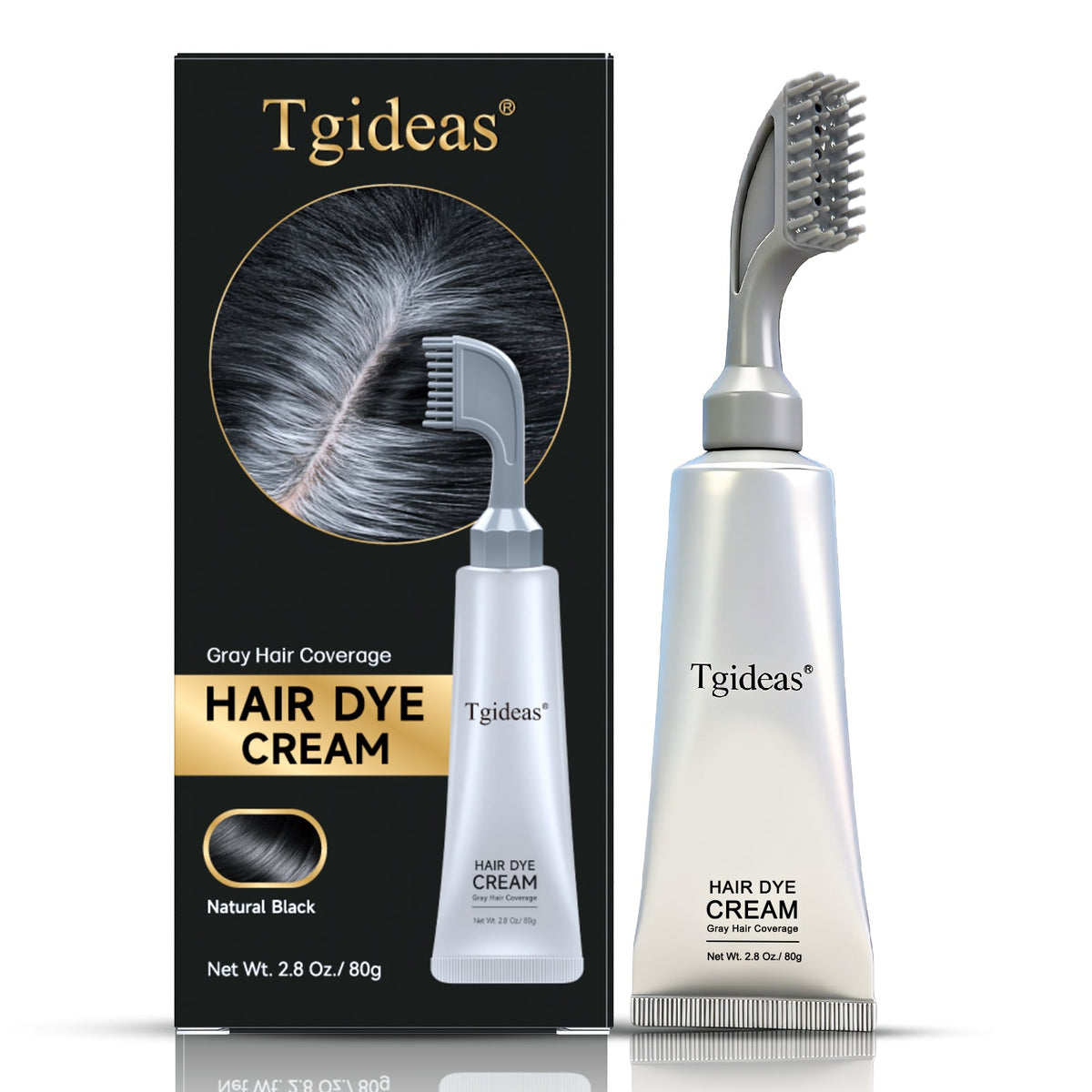 Tgideas Comb‑In Hair Dye Cream for Gray Coverage – Natural Black & Dark Brown-zrl