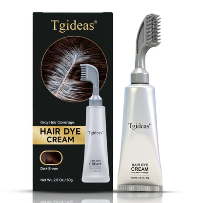 Tgideas Comb‑In Hair Dye Cream for Gray Coverage – Natural Black & Dark Brown-zrl